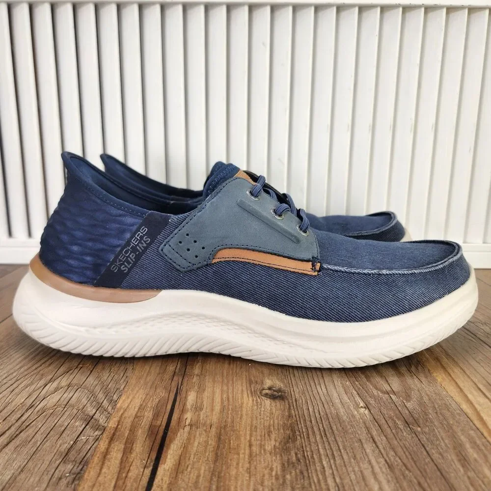 Skechers Slip-Ins RF Hasting Niko Hands Free Shoes Men's 11 Navy Casual Sneakers